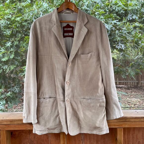 Gimo's Leatherwear Men's Italian Suede Jacket Beige Size L - Picture 1 of 13